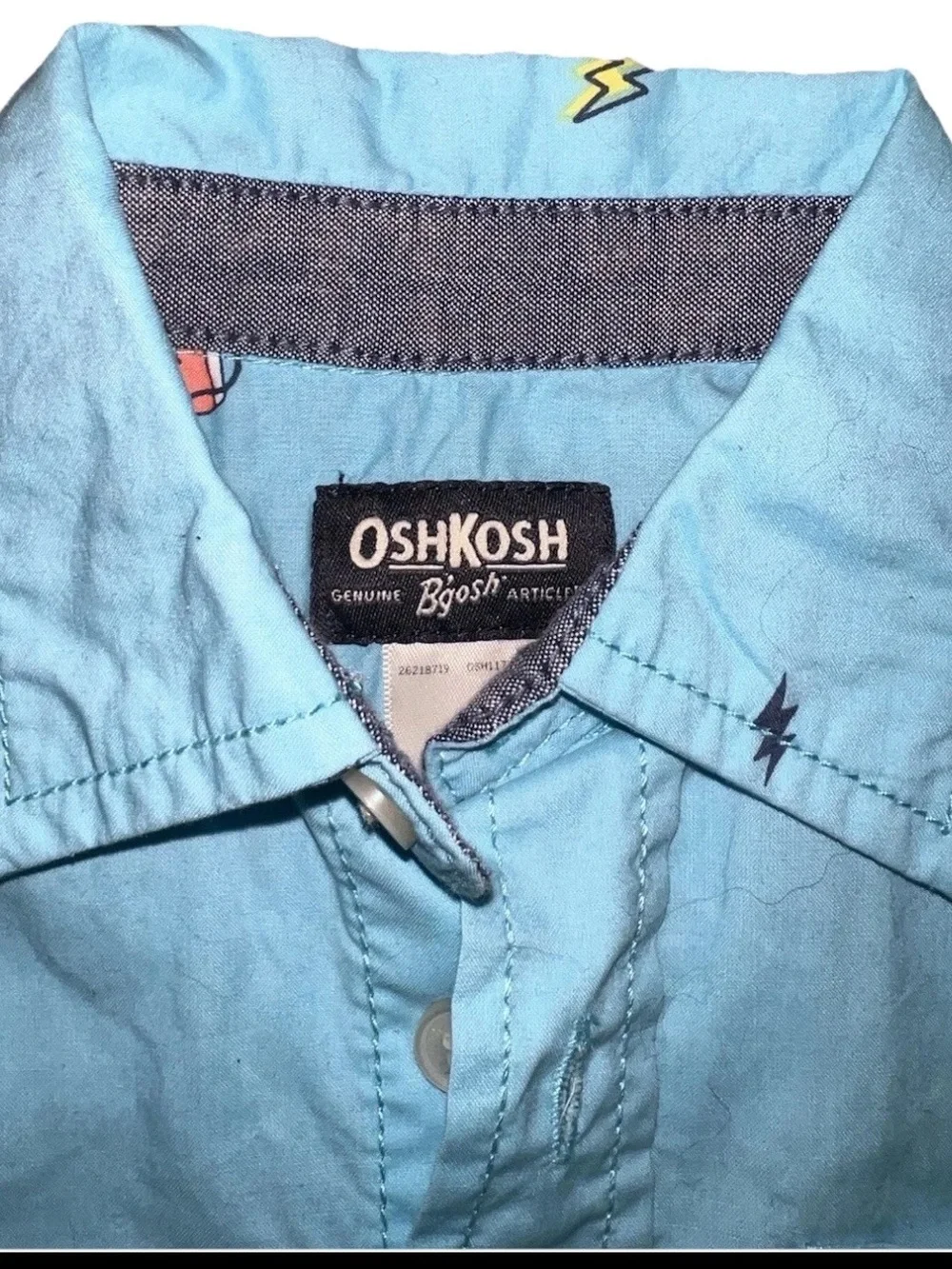 OshKosh B'gosh NWT Boys Short Sleeve Doodle Button Front Shirt 2T Blue
